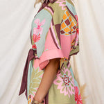 Lapel Button Up Tie Waist Floral Print Romper