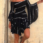 Margovil Off Shoulder Bell Sleeve Tie Dye Mini Dress