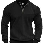 KZZ Men's Solid Zip Up Drop Shoulder Sweatshirt
