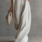 Casual Bohemian Urban V-neck Short-sleeved Lace Trim White Cotton Maxi Dress