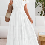 Chloe Evans | Tiered Flutter-Sleeve Maxi Dress For Women