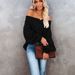 Off Shoulder Loose Knitwear Sweater