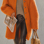 Exquisite And Fashionable Versatile Lapel Front Button Orange Polar Fleece Coat