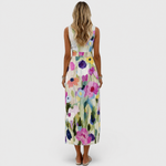 Carmina | Watercolor Floral Sleeveless Midi Dress