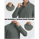 KZZ Men's  Zip Shirt  Quick Dry Lightweight Long Clothing Sports Casual Wear