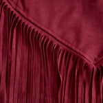 Western Retro Red Faux Suede Slit Fringe Midi Skirt