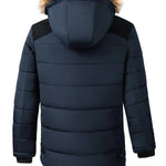 KZZ Men's Contrast Faux Fur Trim Hooded Jacket