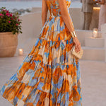 Spaghetti Strap Floral Print Ruffle Tiered Maxi Dress