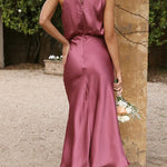 Margovil Sleeveless Mockneck Waisted Maxi Dress