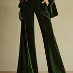 High-End Temperament Loose Retro Green Velvet Suit