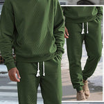 KZZ Two-piece men's solid color hooded sweatshirt and drawstring pants set
