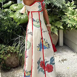 Bow Back Cut Out Floral Print Maxi Cami Dress