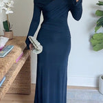 Elegant Off Shoulder Long Sleeves Ruched Maxi Dress