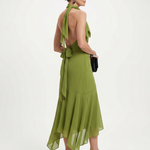 Winifred | Draped Halter Keyhole Midi Dress