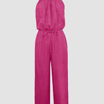 Womens Spaghetti Strap Drawstring Tied Waist Jumpsuit Casual Overalls