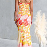 Sleeveless Floral Print Bodycon Maxi Dress