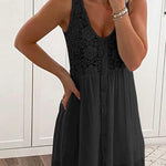 Margovil Lace Floral Buttons Swing Tank Dress