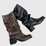 Samanta | Platform Leather Boots with Straps