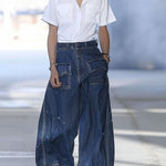 Casual Loose Graffiti Multi-Pocket Jeans