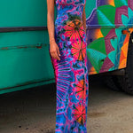 Criss Cross Backless Tie Dye Maxi Cami Dress