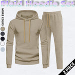 KZZ Men's Drawstring Up Hoodie & Joggers French Terry Set