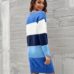 Nadorine Women's Color Block Round Neck Knitted Dress