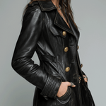 Vintage Black Double-Breasted Faux Leather Jacket
