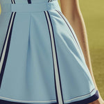 Elegant and Fashionable V-neck Sleeveless Light Blue Tennis Mini Dress