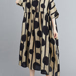 Original Polka-Dot Split-Joint Round-Neck Midi Dress