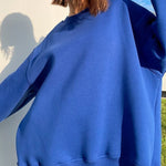 Solid Color Loose Sweatshirt Street Style Oversize Polar Fleece Pullover