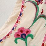 Retro Floral Embroidered Gillet Ethnic Weatern Vest Jacket Sleeveless Cardigan Crop Top