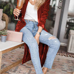 Velvet cardigan without buttons