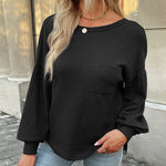 Nadorine Long Sleeve Backless Hollow Knit Sweater for Women Casual Work Office Loose Fit 2026 | Under