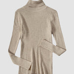 Vertical Stripe Knitted Turtleneck Sweater