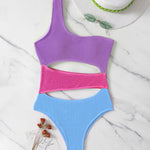 Nadorine Women's Color-Panel Crinkled Cutout One-Piece Swimsuit
