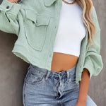 Women's Waffle Cardigan Short Top Jacket