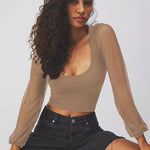 Puff Sleeve Scoop Neck T-Shirt