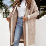 Oversized Knit Long Cardigan Hoodie Balloon Long Sleeve Pocket Jacket