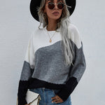 Drop Shoulders Color Block Sweater