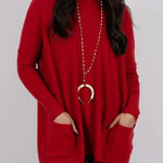 Winter Melodies Knit Crew Neck Front Pockets Oversized Sweater