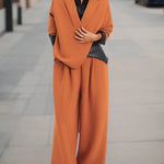 Long Sleeves Loose Contrast Color Split-Joint Lapel Sweatshirt Tops