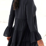 Vacation Lace Cutout Bell Sleeve Mini Dress