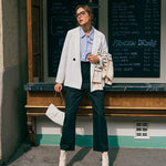 Lapel Collar Single Breasted Blazer Jacket Tops with Pockets