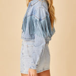 Fringe Denim Jacket Cropped Tassel Jean Jacket