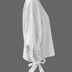 Long Sleeves Loose Asymmetric Solid Color Tied One-Shoulder Blouses&Shirts Tops
