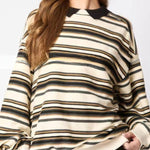 Striped Lapel Long-sleeved Top Loose Casual Sweatshirt