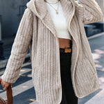 Hooded Loose Double-sided Plush Buttonless Cardigan Jacket