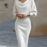 Lydia | Draped batwing-sleeve midi dress
