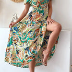 Sexy Vacation Floral Slit Off the Shoulder Printed Dress Dresses