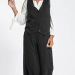 Nadorine Casual Two-piece Set Solid Color Vest and Trousers Pants